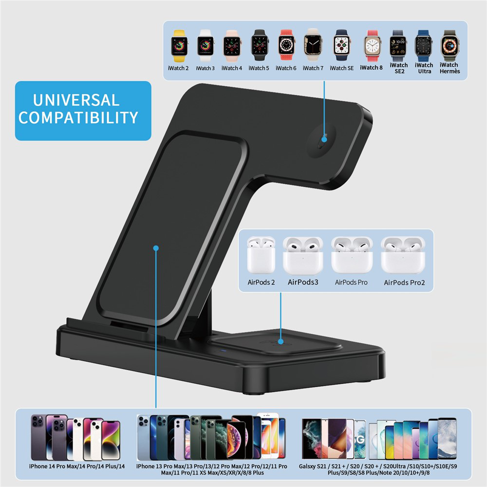 Desktop drzac za mobilni telefon Z5G 3u1 (wireless punjac za mobilni telefon, slusalice i Apple smart watch)