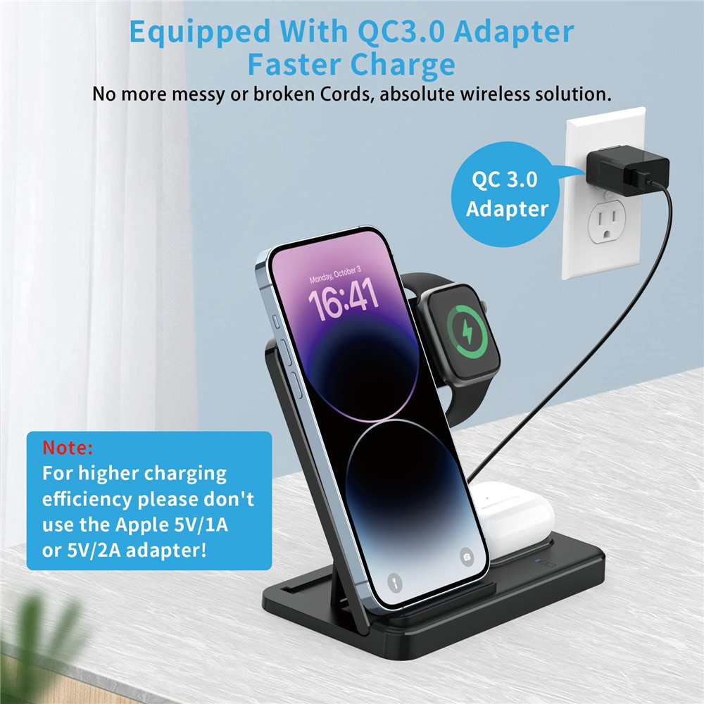 Desktop drzac za mobilni telefon Z5G 3u1 (wireless punjac za mobilni telefon, slusalice i Apple smart watch)
