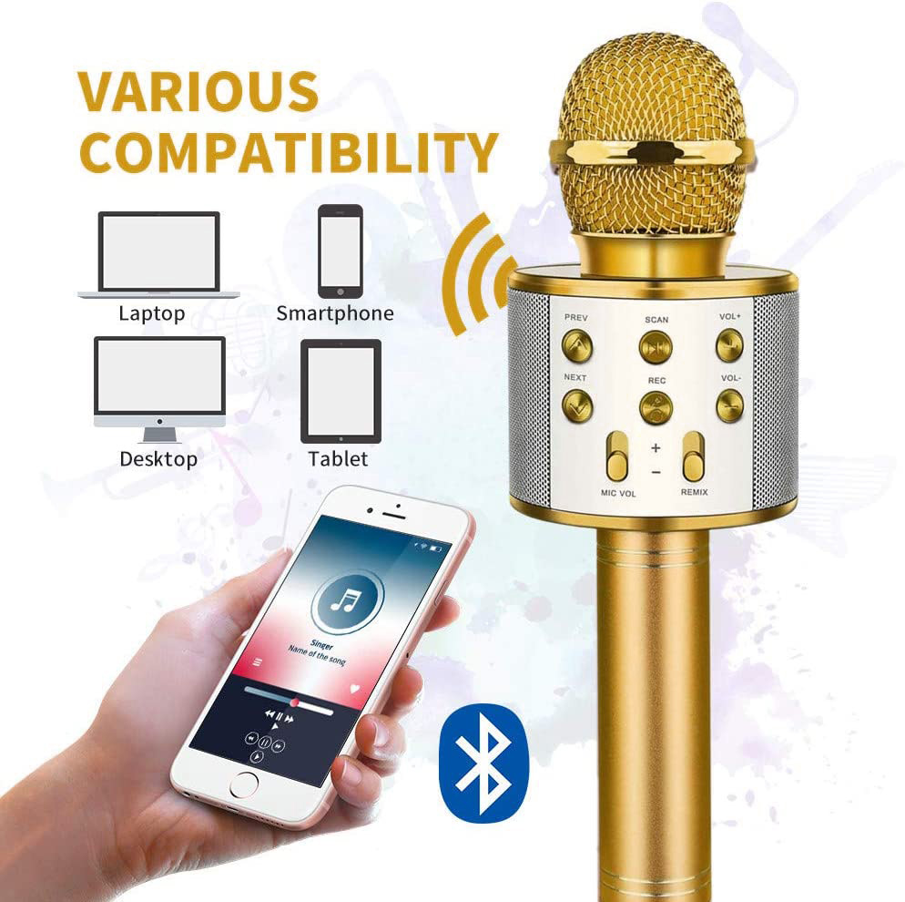 Bluetooth mikrofon zlatni