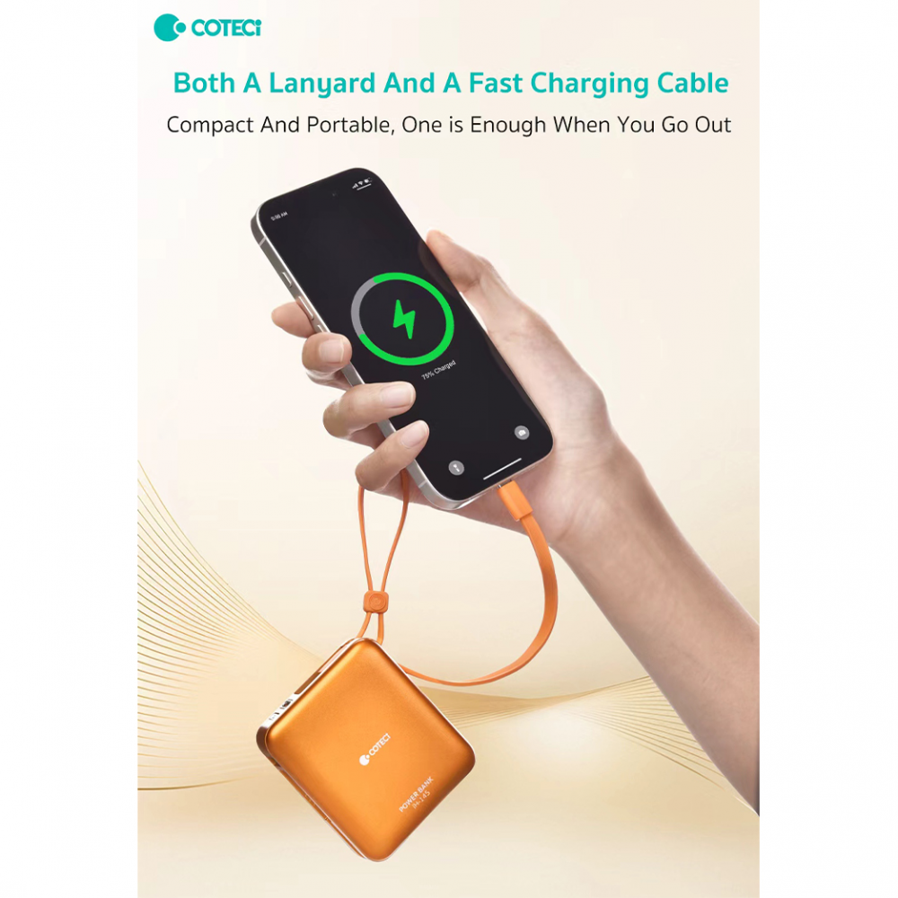 Power bank prenosiva baterija magnetic Coteci iH-145 3u1 narandzasta