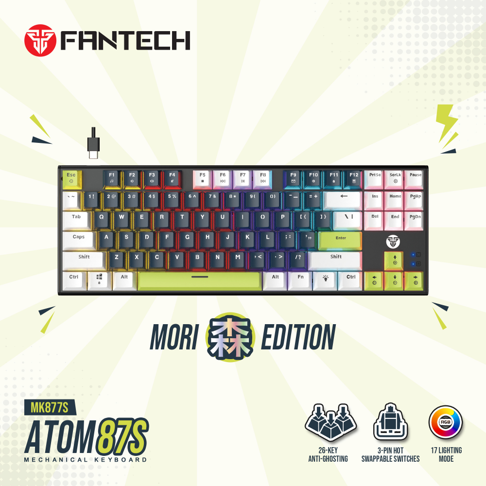 Tastatura Mehanicka Gaming Fantech MK877S RGB Atom 87S Mori plava (taro switch)