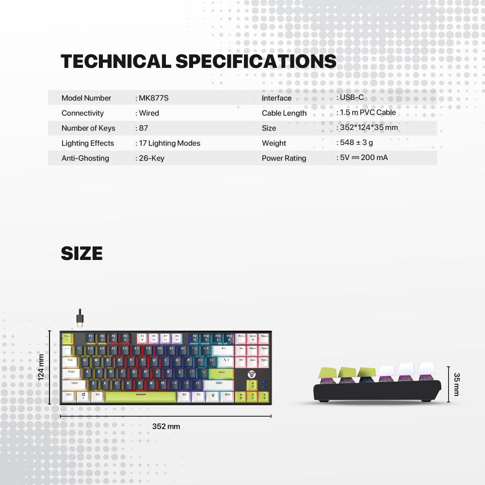 Tastatura Mehanicka Gaming Fantech MK877S RGB Atom 87S Mori plava (taro switch)