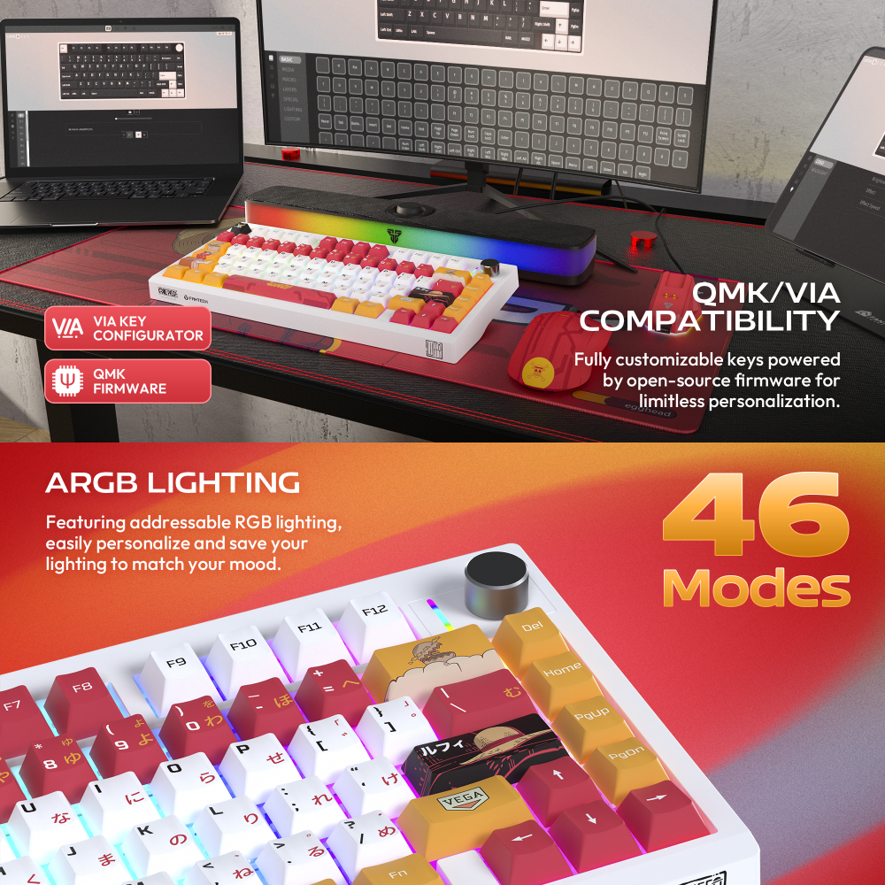 Tastatura Mehanicka Gaming Fantech MK921 Maxfit 8 Wireless ONE PIECE - LUFFY (white switch)