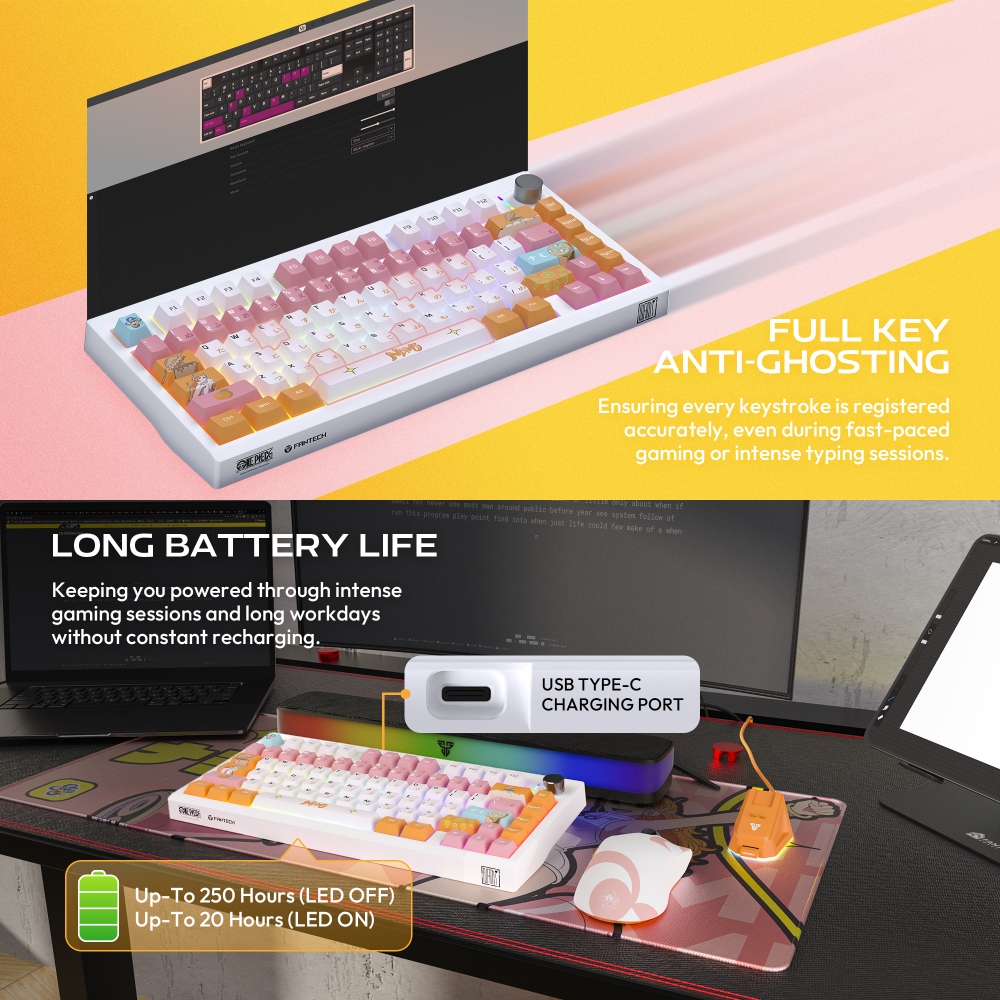 Tastatura Mehanicka Gaming Fantech MK921 Maxfit 8 Wireless ONE PIECE - NAMI (white switch)
