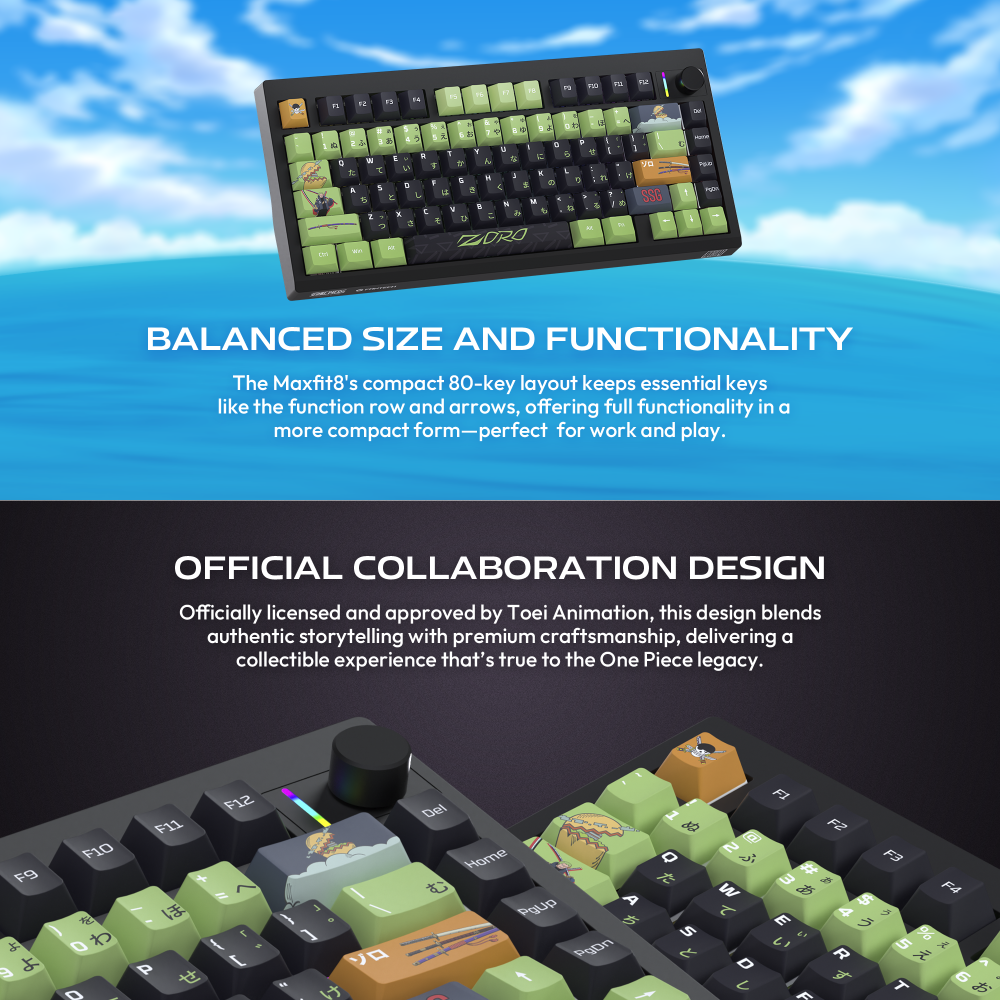 Tastatura Mehanicka Gaming Fantech MK921 Maxfit 8 Wireless ONE PIECE - ZORO (white switch)
