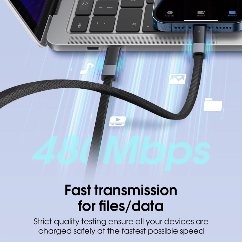 Data kabl LDNIO LC241i 30W Fast Automatic Power OFF Type C na iPhone lightning crni 1m