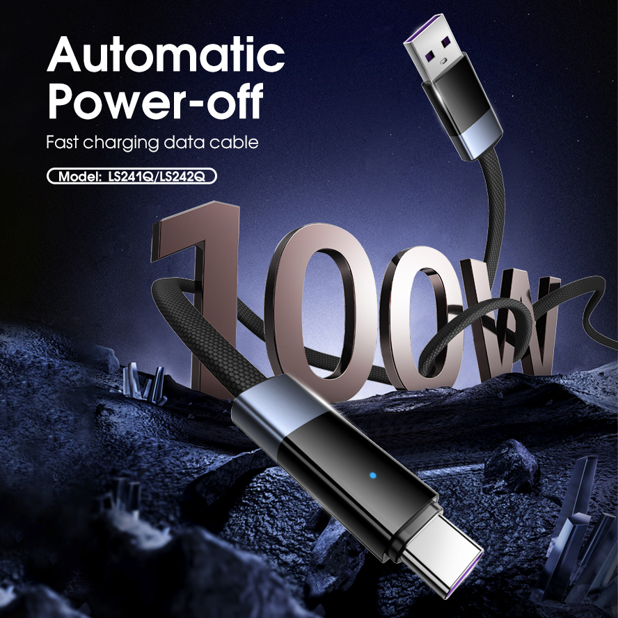 Data kabl LDNIO LS241Q 100W Fast Automatic Power OFF Type C crni 1m