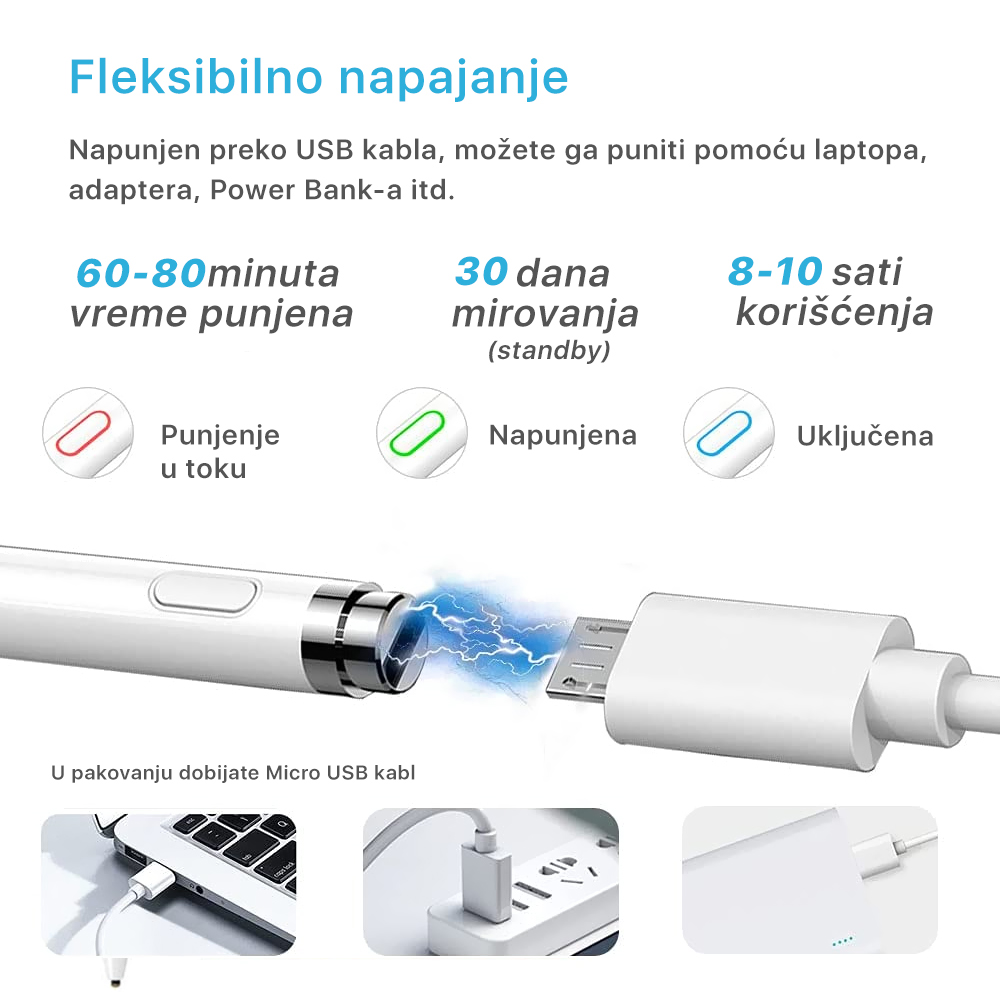 Olovka za touch screen univerzalna N2 bela
