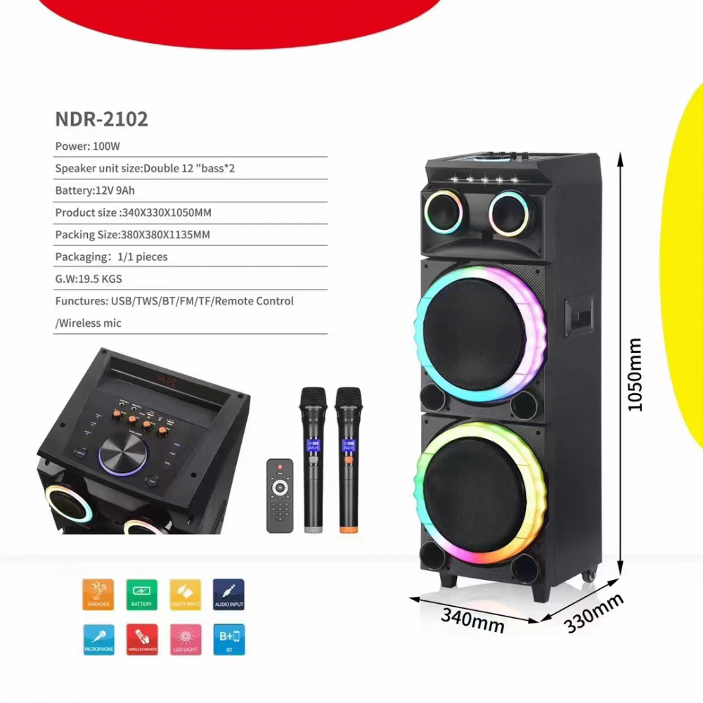 Bluetooth zvucnik NDR-2102 100W crni