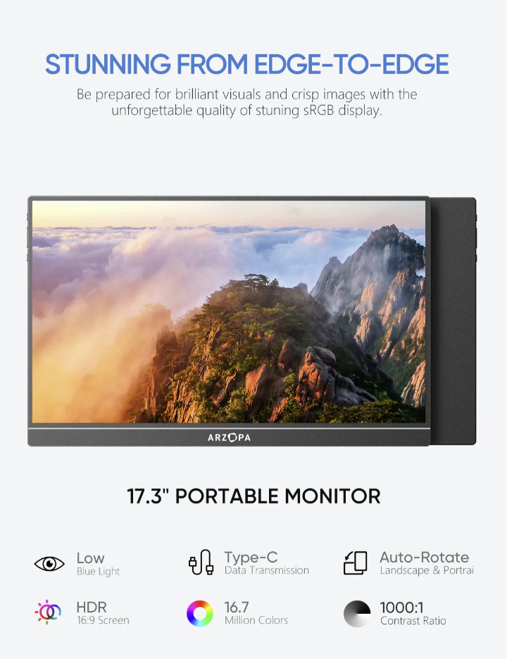 Eksterni prenosni monitor Arzopa A1M 17,3 inch FHD sRGB100