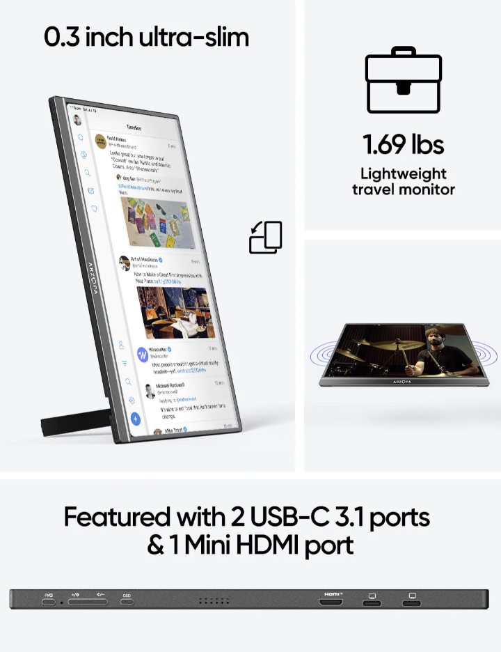 Eksterni prenosni monitor Arzopa A1M 17,3 inch FHD sRGB100