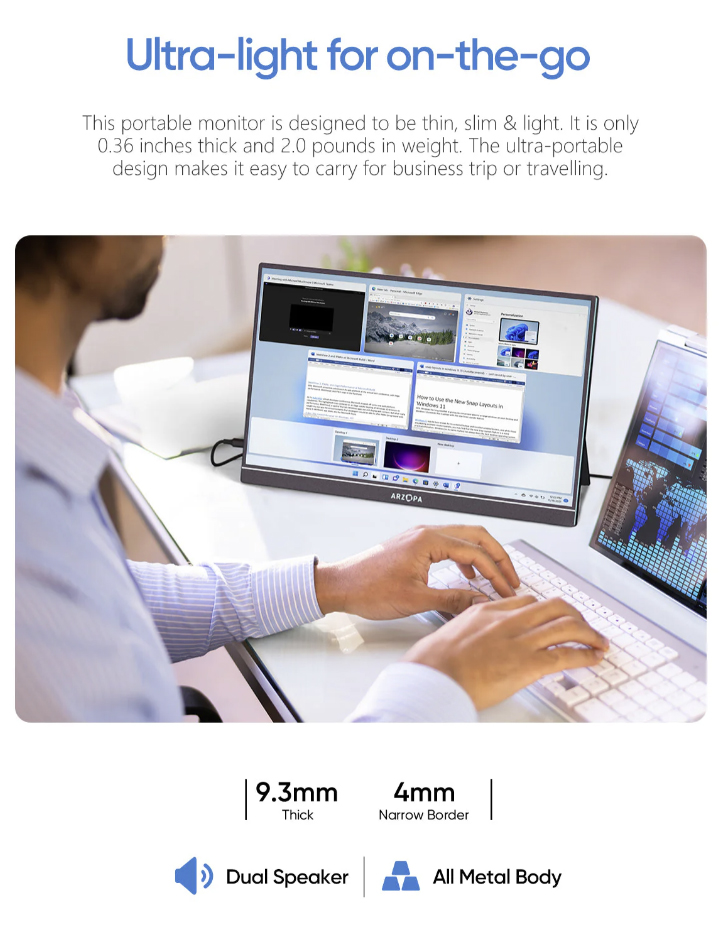 Eksterni prenosni monitor Arzopa A1M 17,3 inch FHD sRGB100