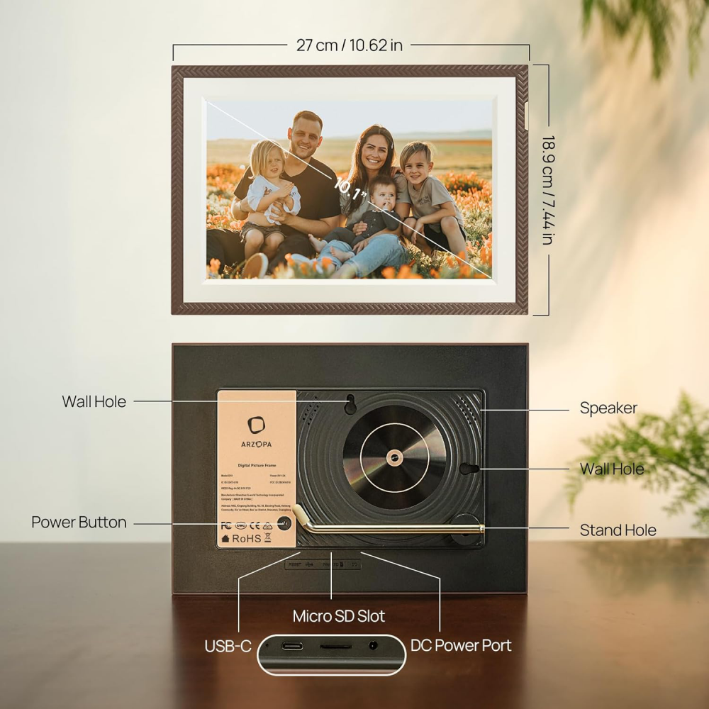 Digitalni foto ram Arzopa 10,1'' Brown Plastic 32GB