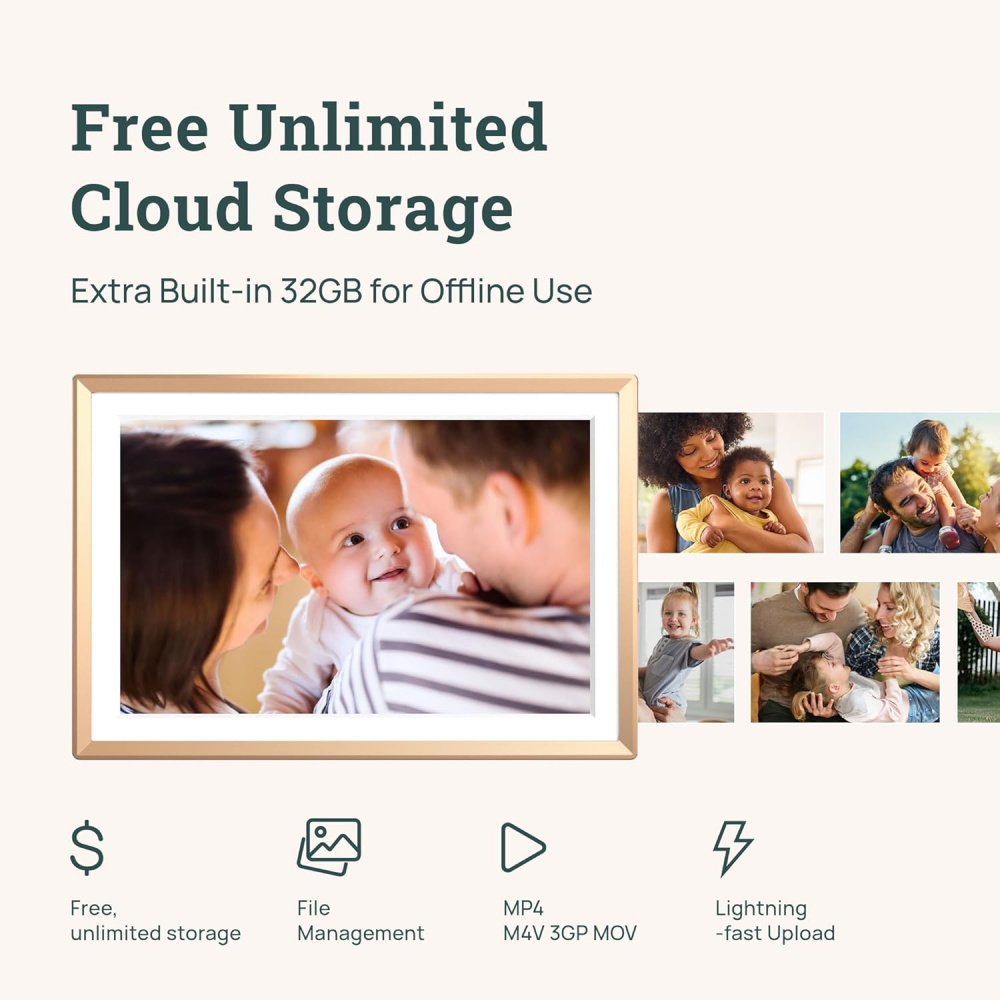 Digitalni foto ram Arzopa 10,1'' Gold Metal 32GB