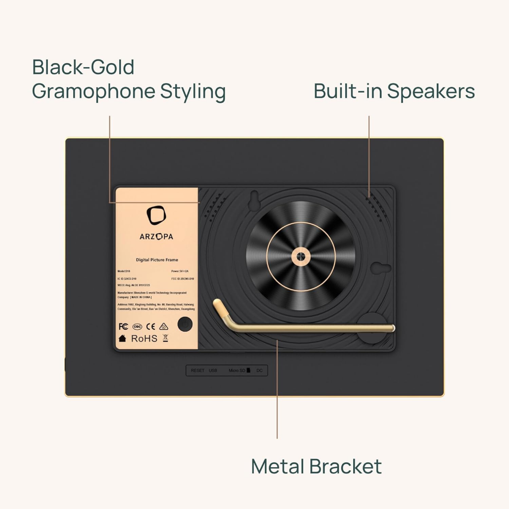 Digitalni foto ram Arzopa 10,1'' Gold Metal 32GB