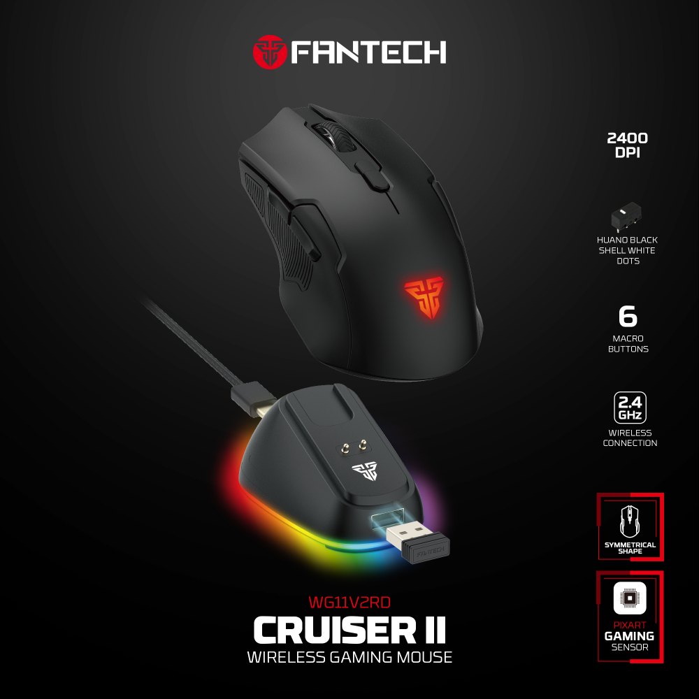 Mis Wireless Fantech WG11V2RD Cruiser II crni
