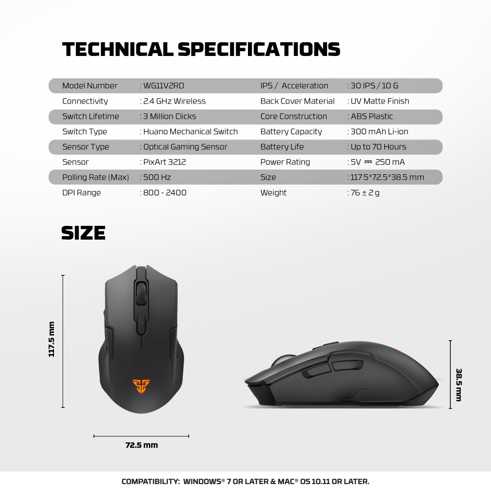 Mis Wireless Fantech WG11V2RD Cruiser II plavi