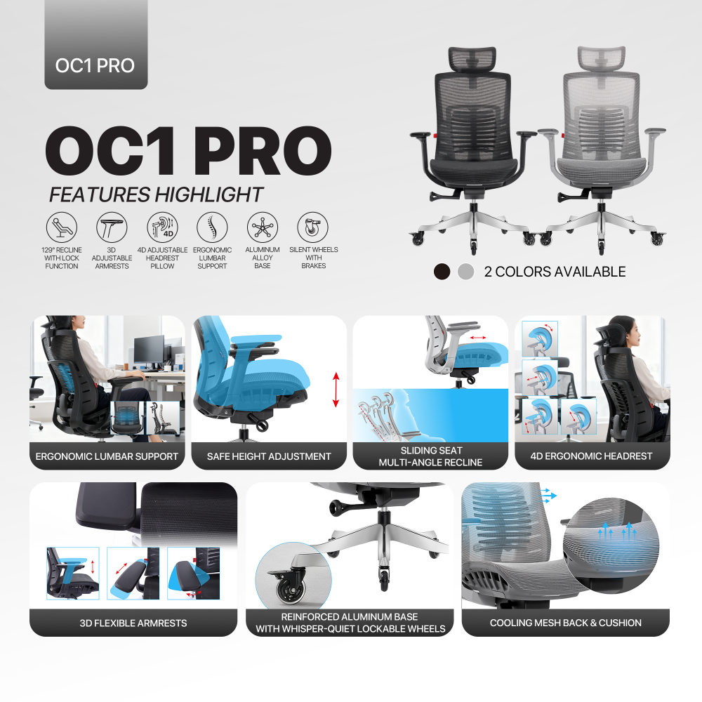 Stolica Office Fantech OC1 PRO Ergonomska crna