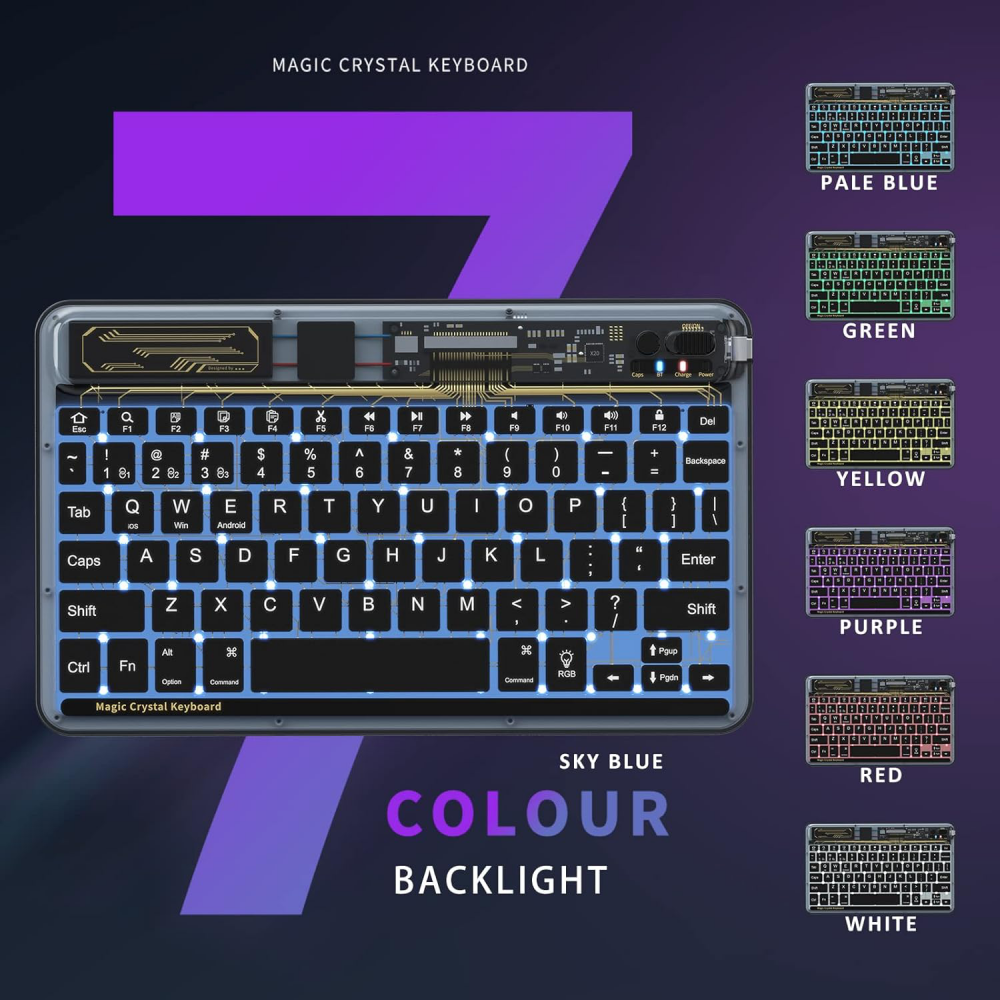 Tastatura Coteci Crystal 84008 Wireless transparent bela