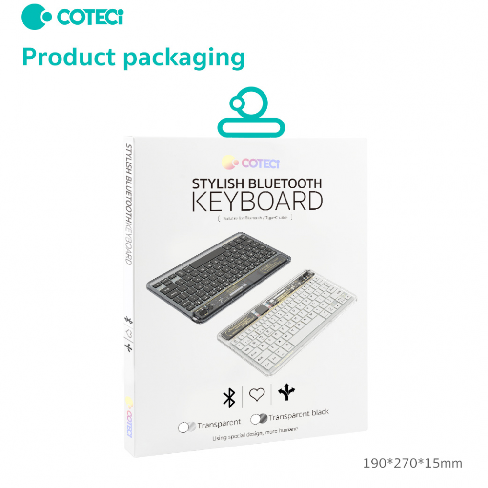Tastatura Coteci Crystal 84008 Wireless transparent bela