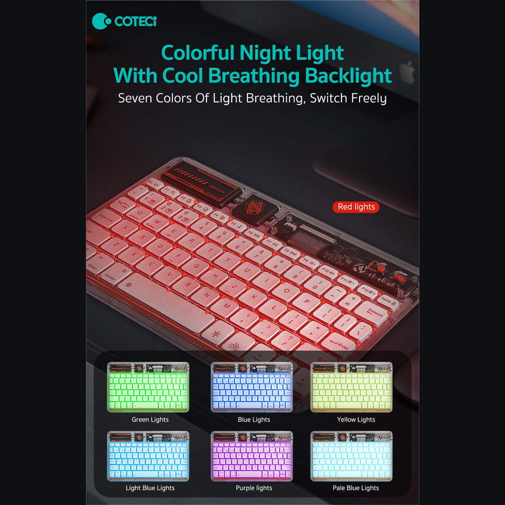 Tastatura Coteci Punk 84012 Wireless transparent plava