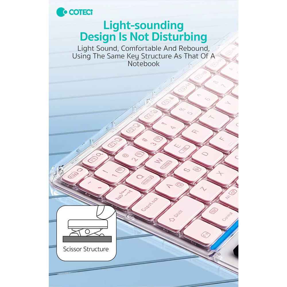 Tastatura Coteci Punk 84013 Wireless touchpad transparent pink