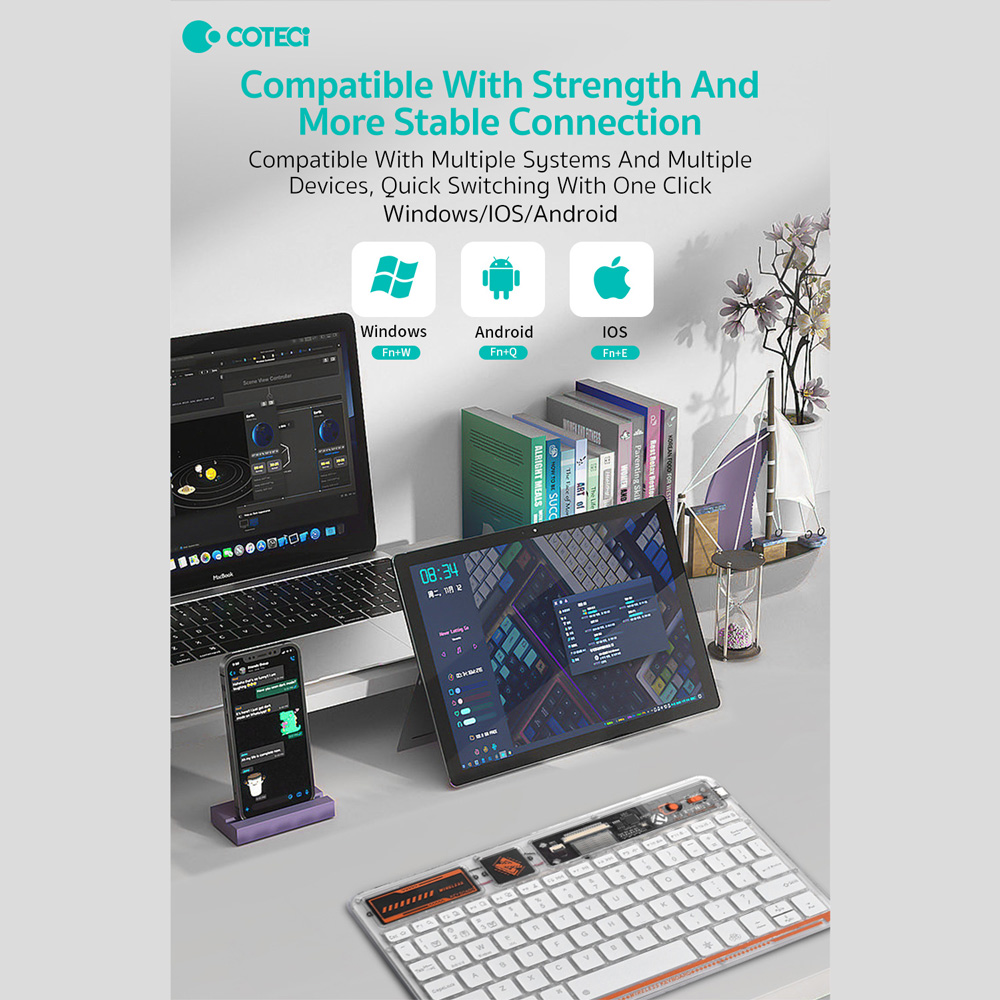 Tastatura Coteci Punk 84012 Wireless transparent plava