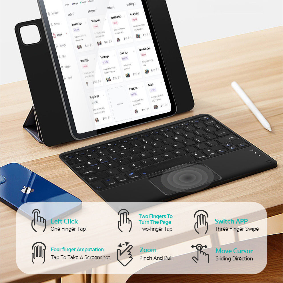 Tastatura Coteci Universal 64015 Wireless touchpad crna