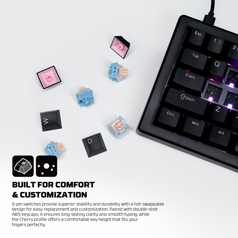 Tastatura Mehanicka Gaming Fantech MK614 Atom x66 Retro bez (ice apricot switch)