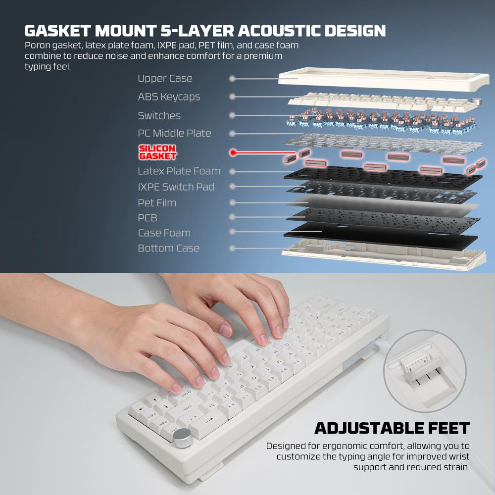 Tastatura Mehanicka Gaming Fantech MK614 Atom x66 Retro bez (ice apricot switch)