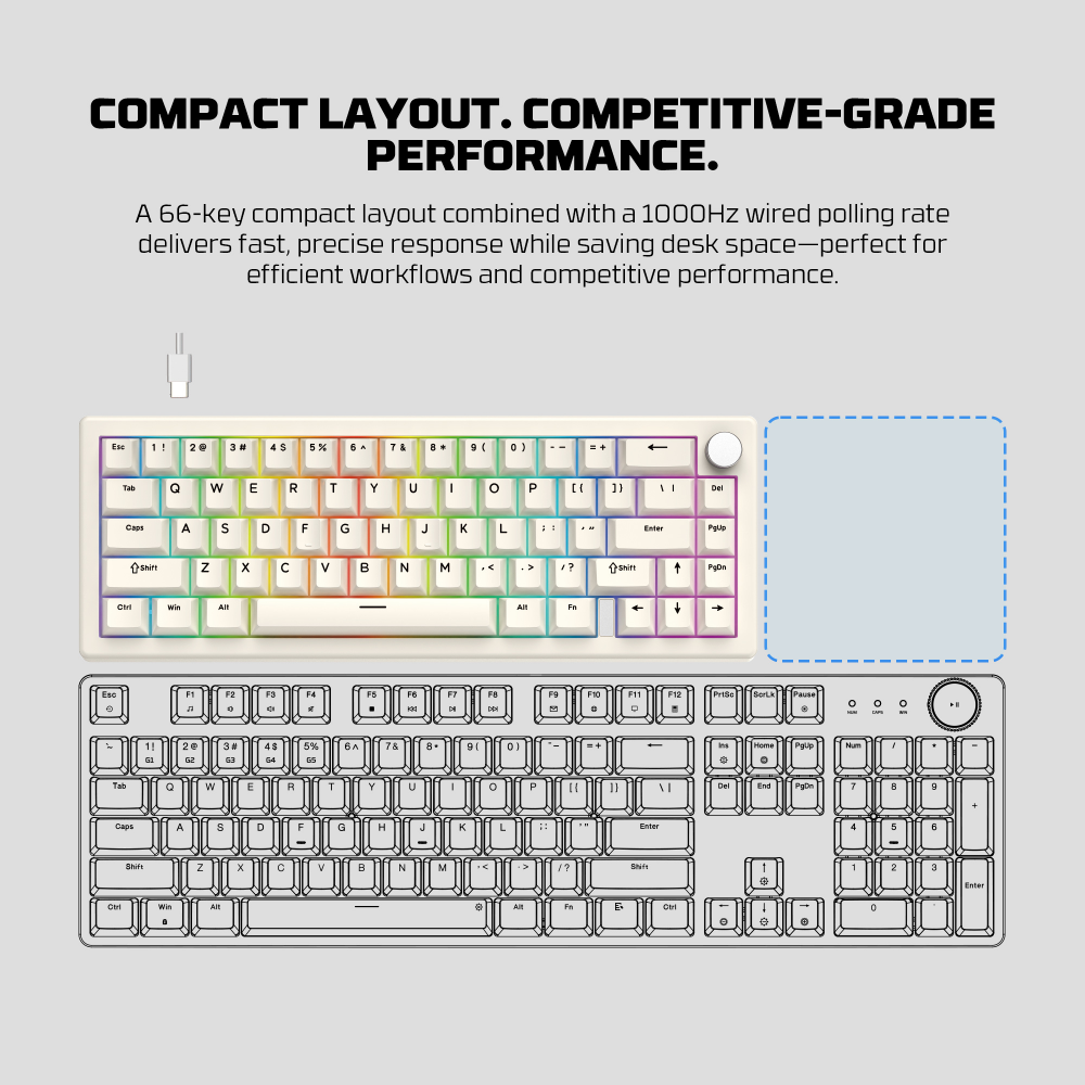 Tastatura Mehanicka Gaming Fantech MK614 Atom x66 Retro bez (ice apricot switch)