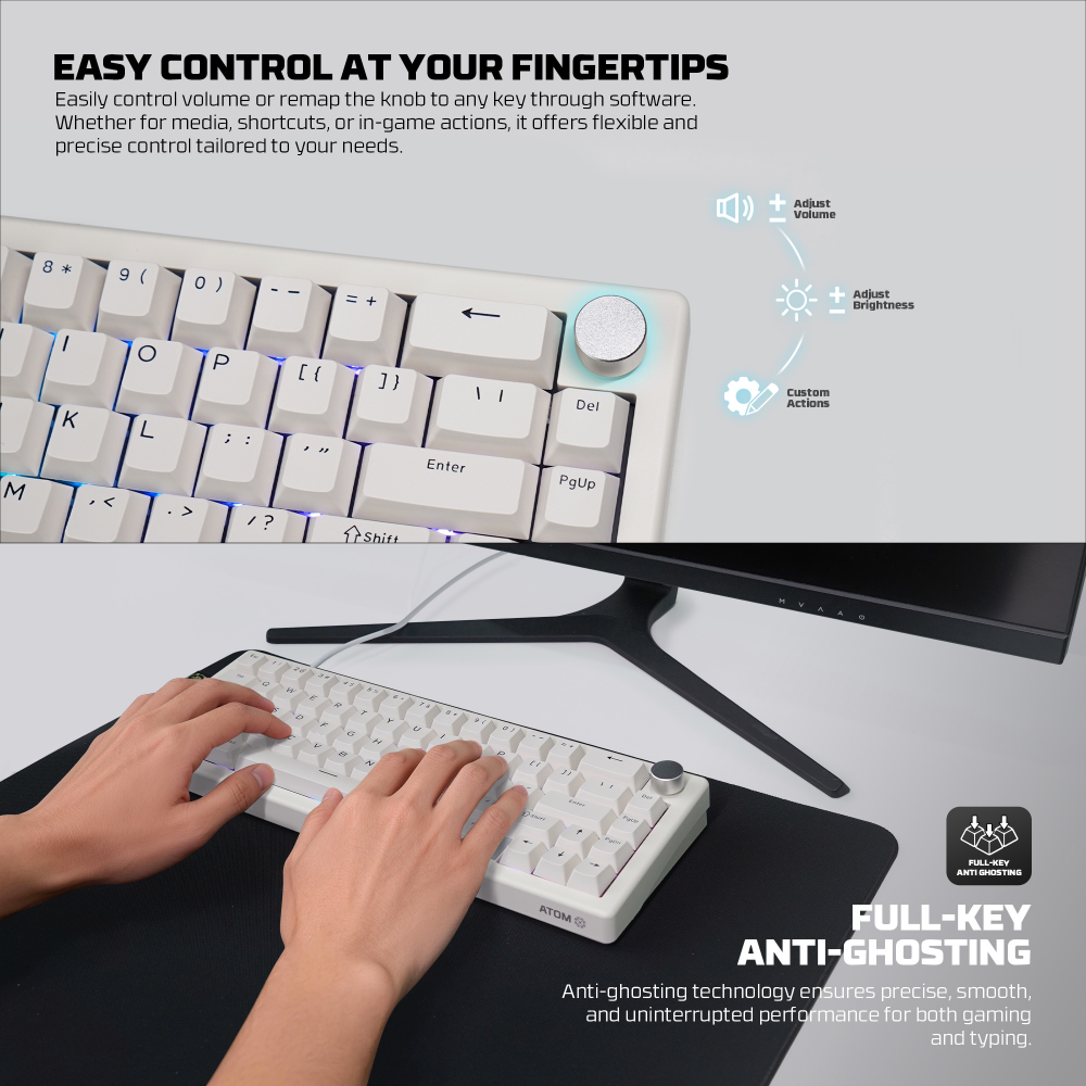 Tastatura Mehanicka Gaming Fantech MK614 Atom x66 Retro crna (ice apricot switch)