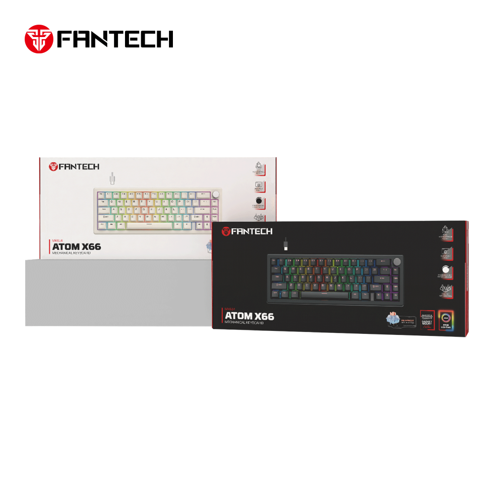 Tastatura Mehanicka Gaming Fantech MK614 Atom x66 Retro crna (ice apricot switch)