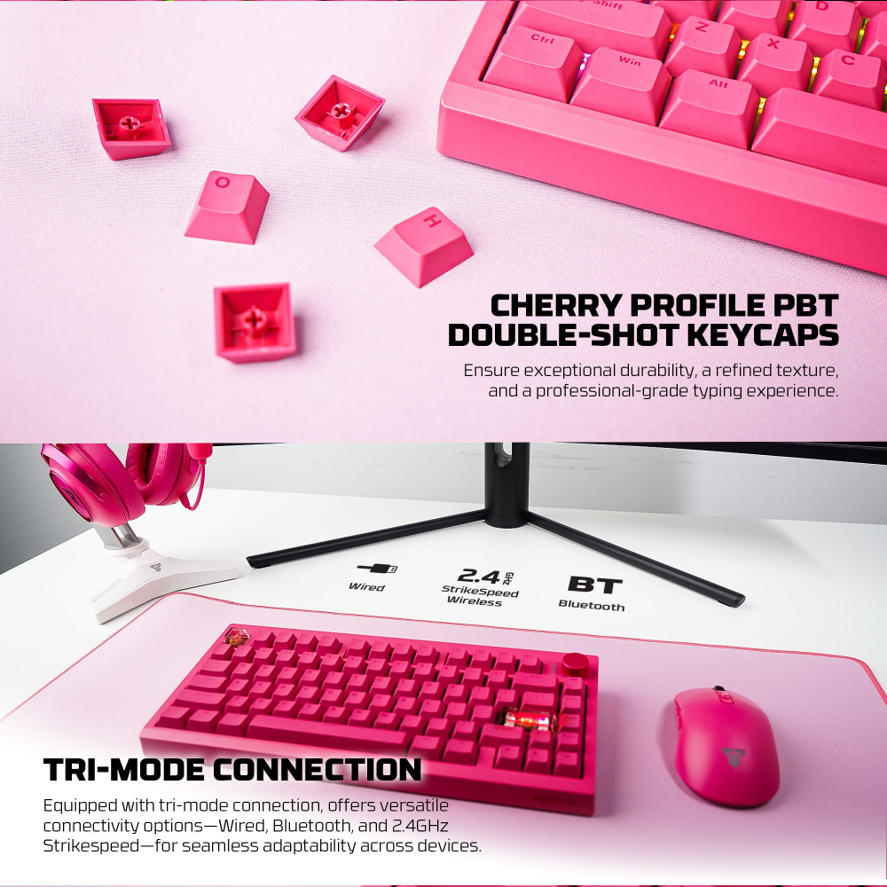 Tastatura Mehanicka Gaming Fantech MK921 Maxfit 8 Wireless pink (white switch)