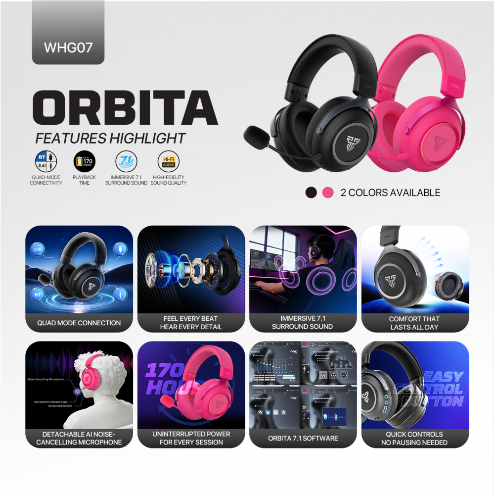Bluetooth slusalice Fantech WHG07 Orbita pink