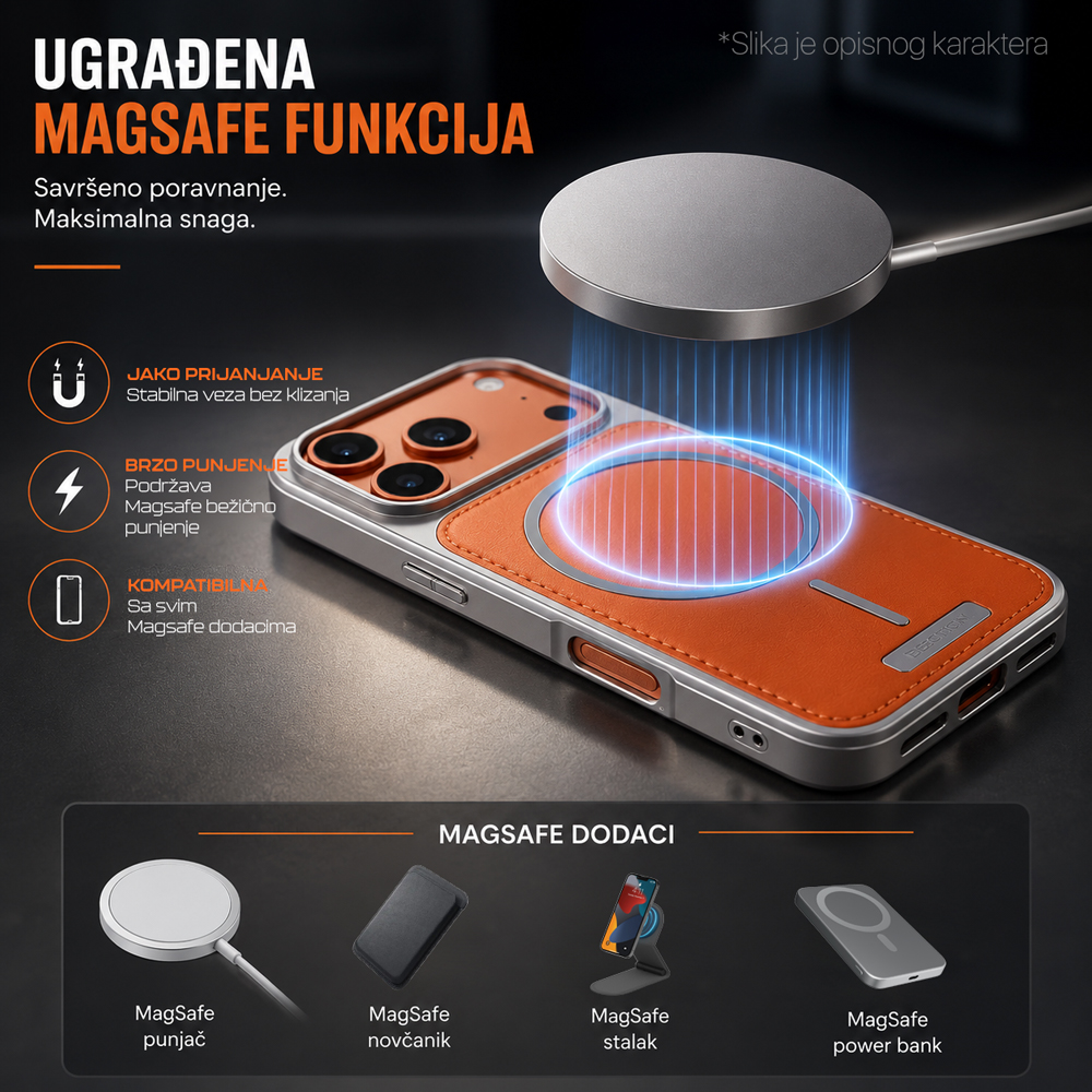 Torbica Magsafe Urban Leather za iPhone 17 6.3 crna