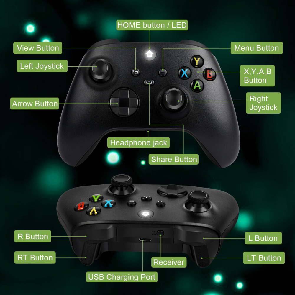 Joypad WIFI kontroler za XBOX One, XBOX X series, PC Windows, PS 3 crni