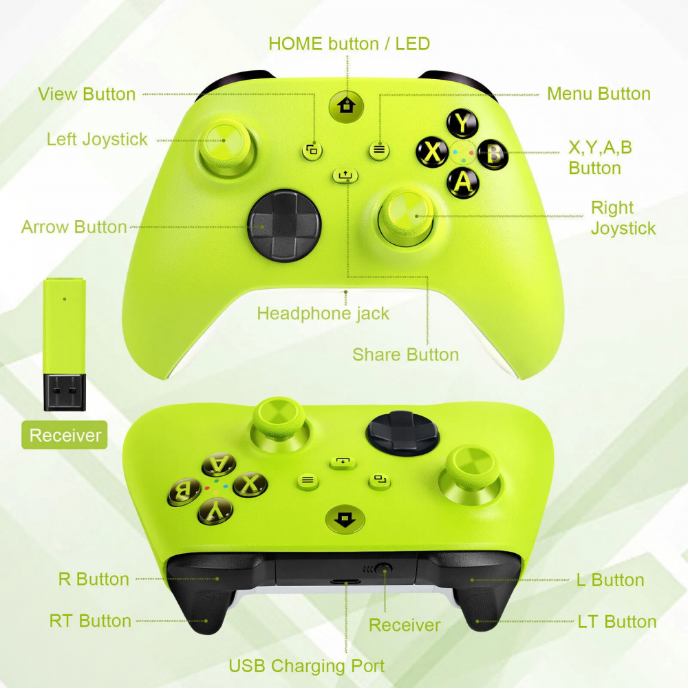 Joypad WIFI kontroler za XBOX One, XBOX X series, PC Windows, PS 3 zeleni