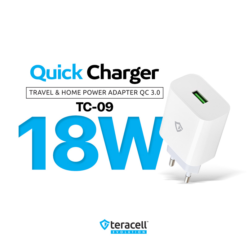 Kucni punjac Teracell Evolution TC-09 QC3.0 18W sa micro USB kablom beli CE