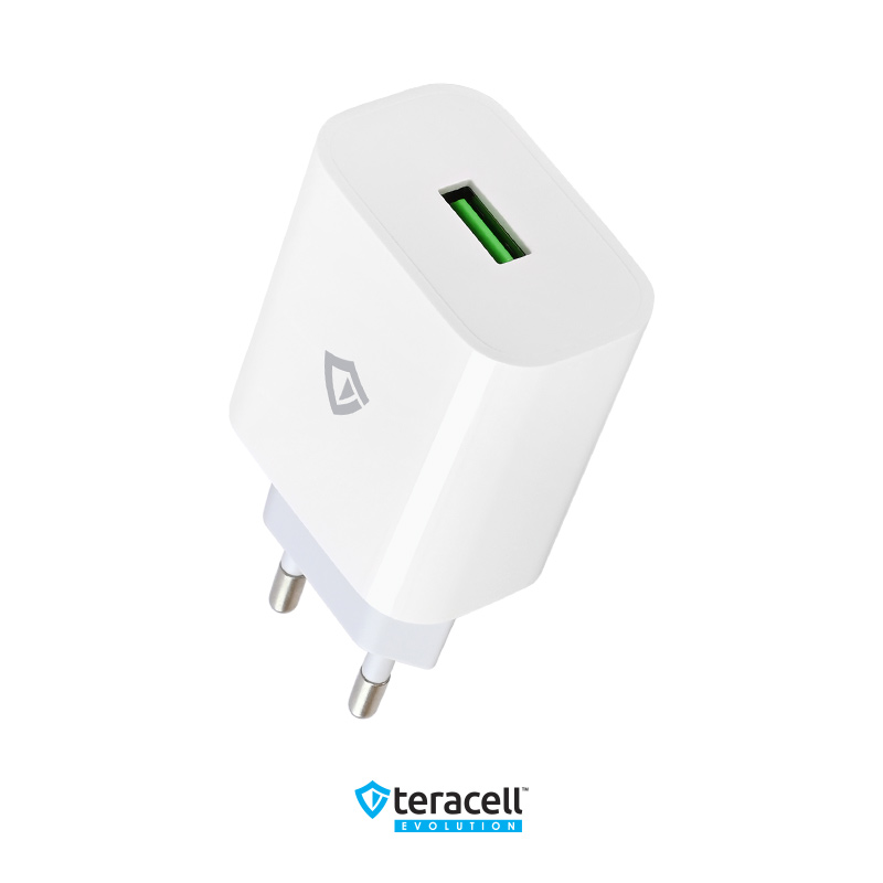 Kucni punjac Teracell Evolution TC-09 QC3.0 18W sa micro USB kablom beli CE