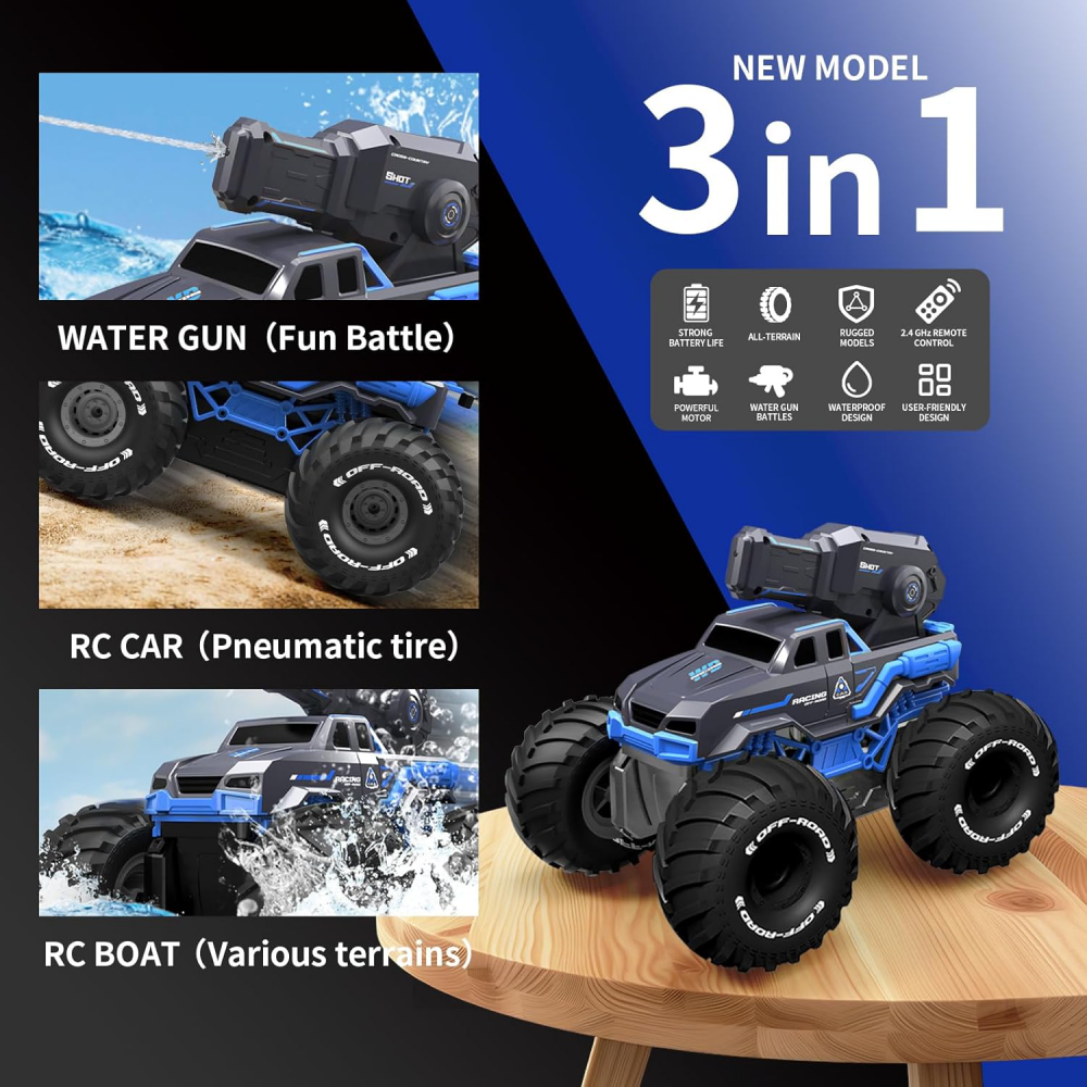 RC off road auto koji ispaljuje vodu na daljinsko upravljanje JWD C072 2.4Gh crno plavo