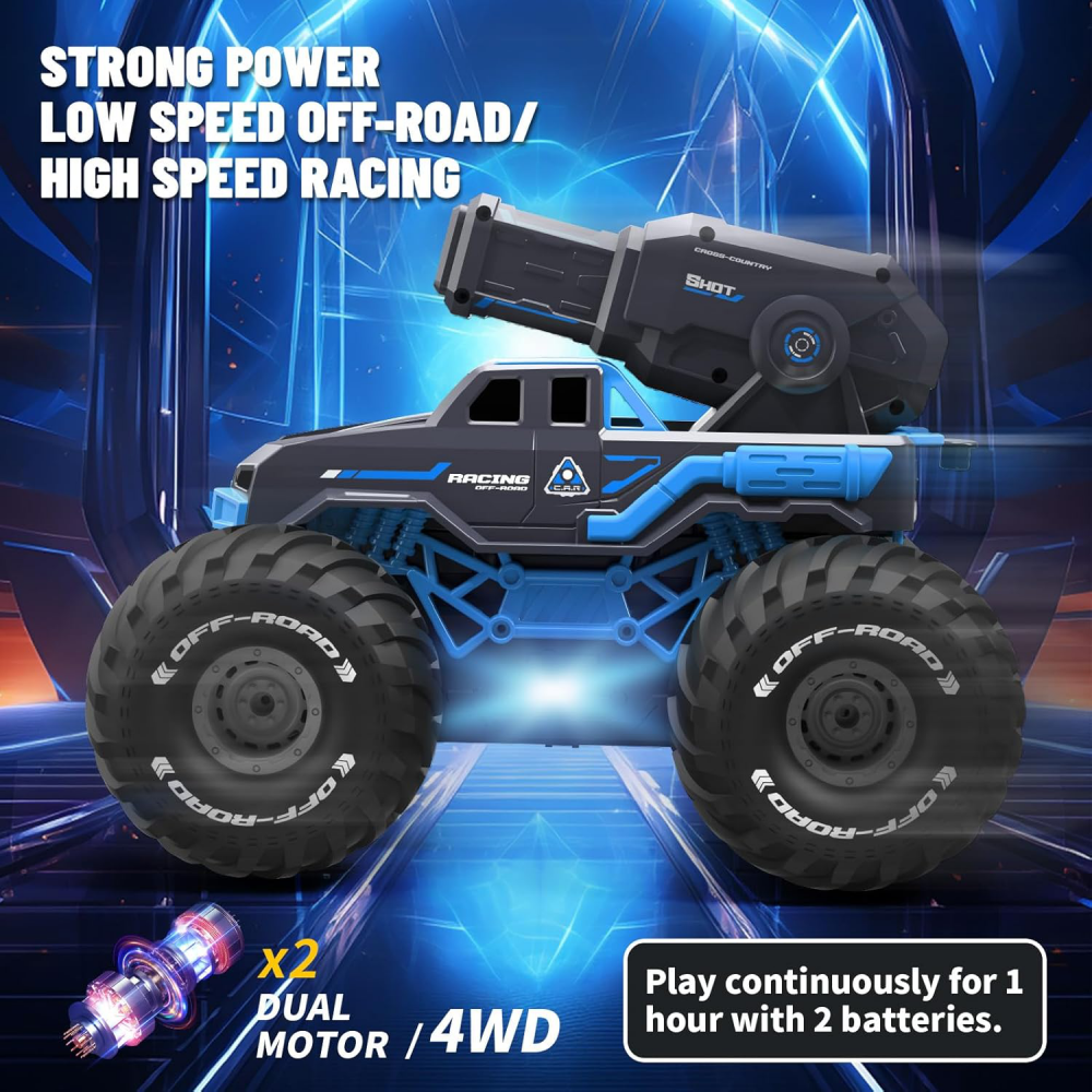 RC off road auto koji ispaljuje vodu na daljinsko upravljanje JWD C072 2.4Gh crno plavo