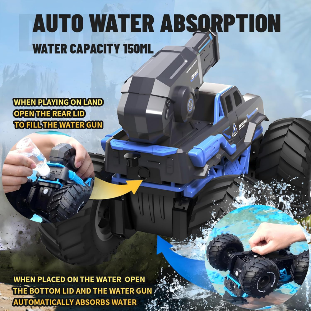 RC off road auto koji ispaljuje vodu na daljinsko upravljanje JWD C072 2.4Gh crno plavo