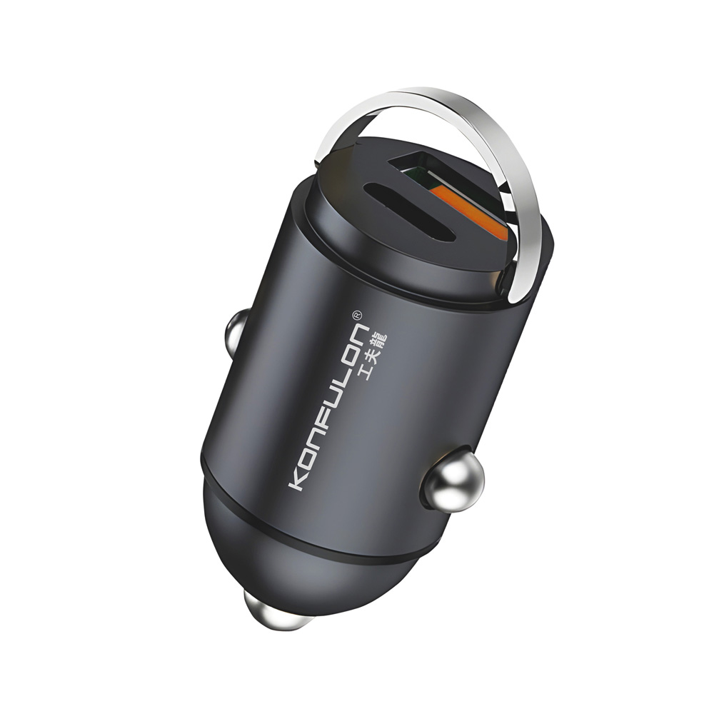 Auto punjac KONFULON C95Q + DC85 QC3.0 20W, PD 20W sa Type C kablom crni 1m