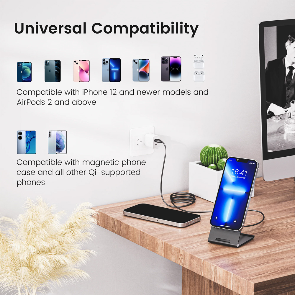 Kucni punjac Wireless 15W crni