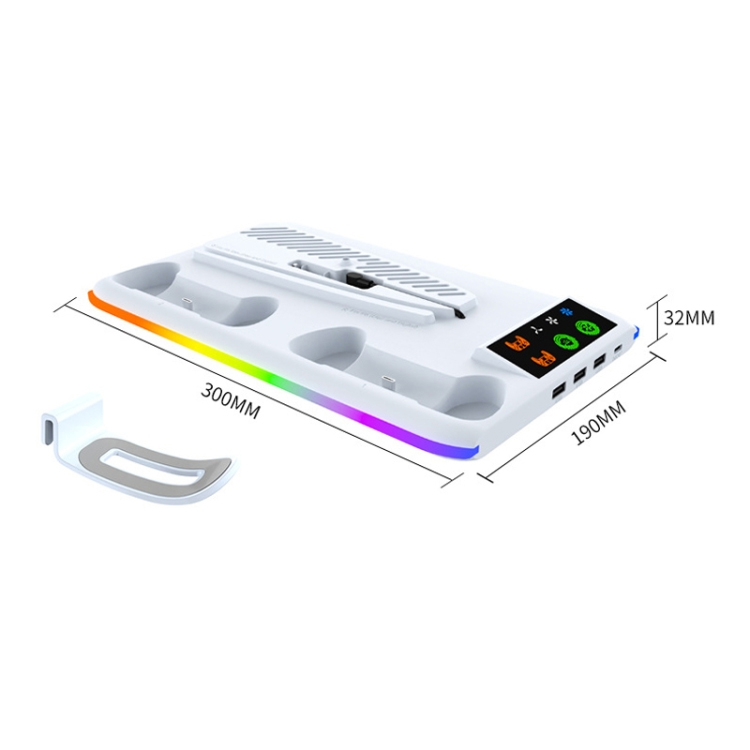 HA8008  EL RGB multifunkcionalni punjac i cooler za PS5 konzolu crni