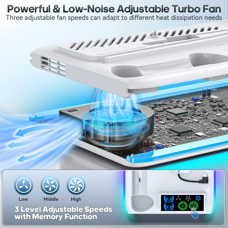 HA8008  EL RGB multifunkcionalni punjac i cooler za PS5 konzolu crni
