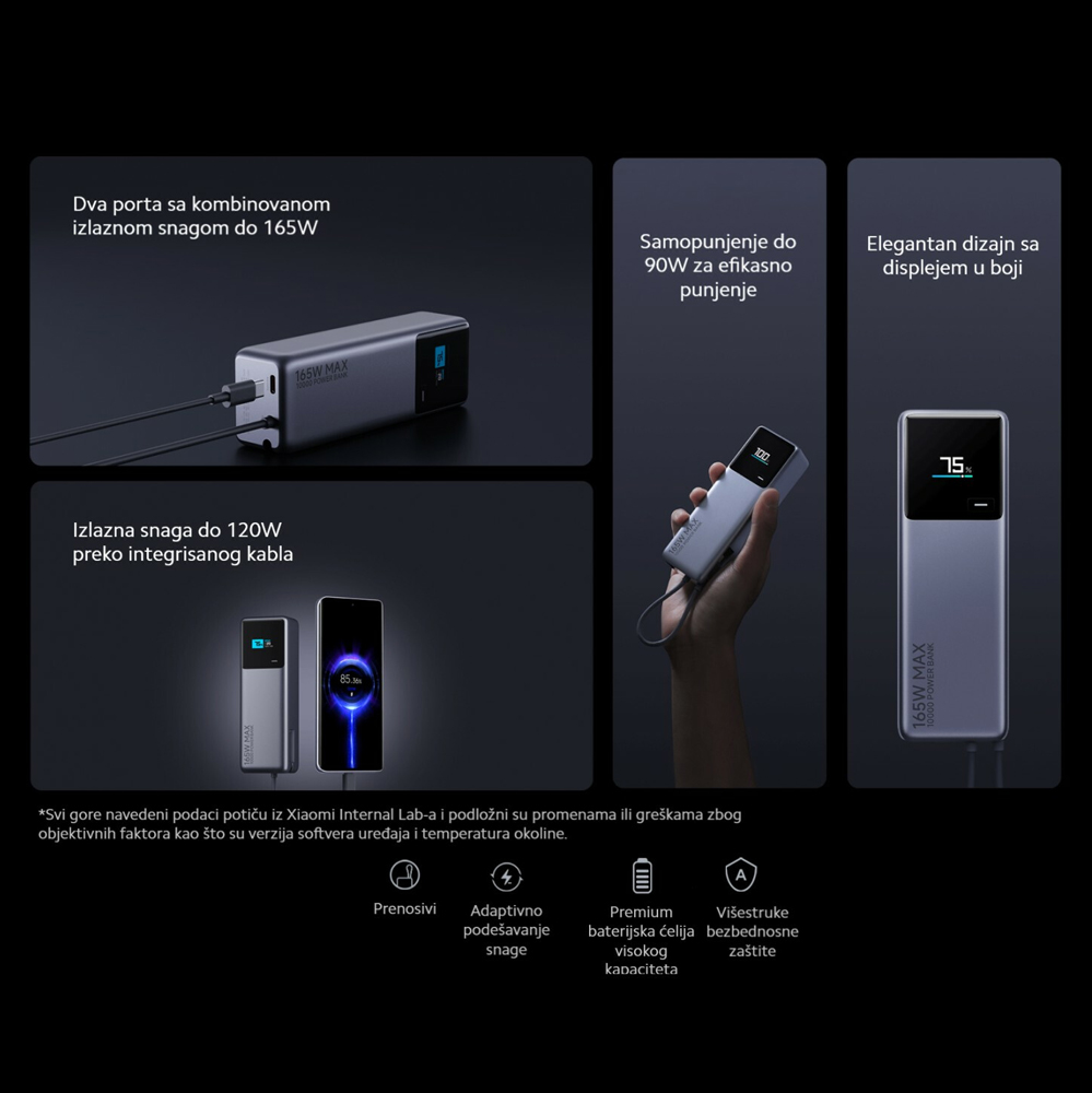 Power bank prenosiva baterija Xiaomi 165w 10000 mAh
