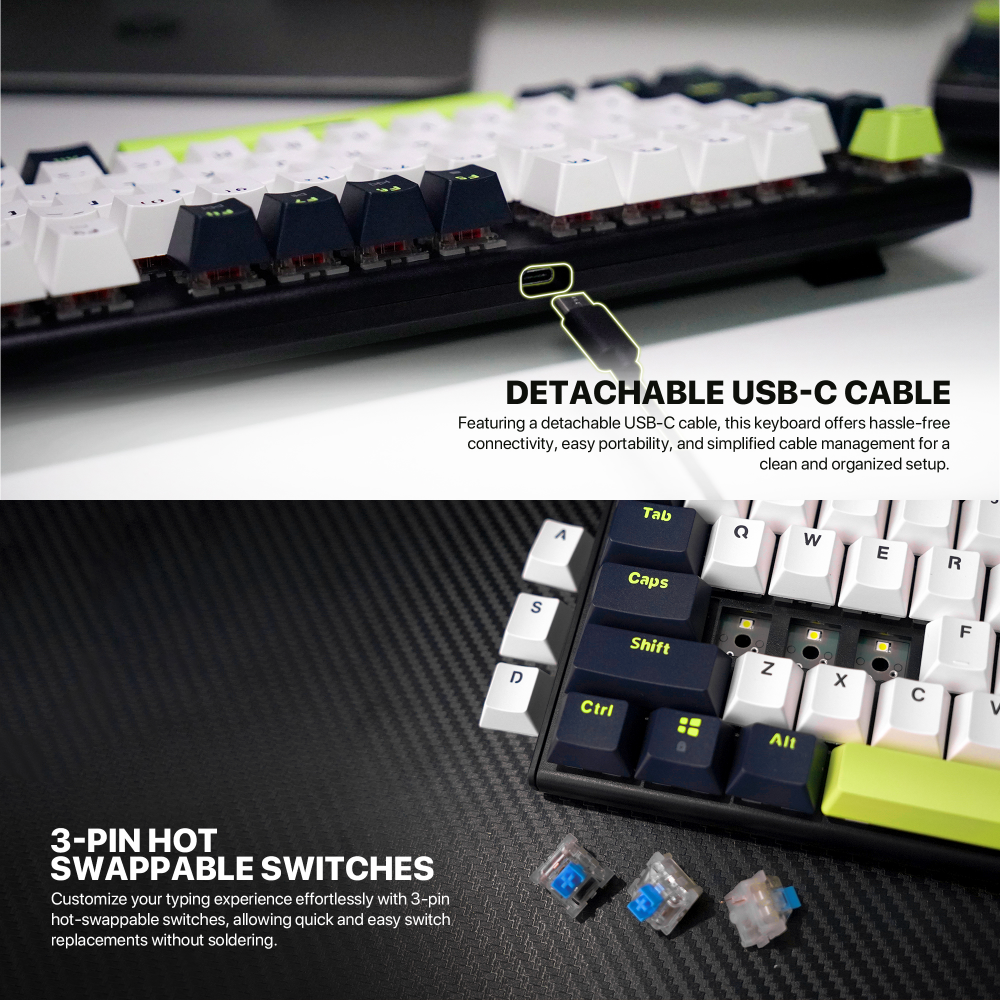 Tastatura Mehanicka Gaming Fantech MK878S RGB Atom 104S Mori bela (Red switch)