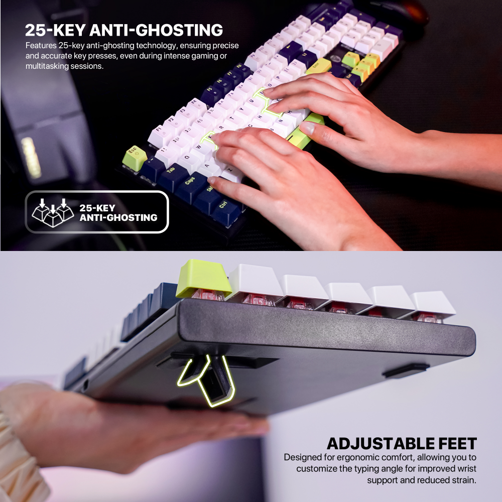 Tastatura Mehanicka Gaming Fantech MK878S RGB Atom 104S Mori bela (Red switch)